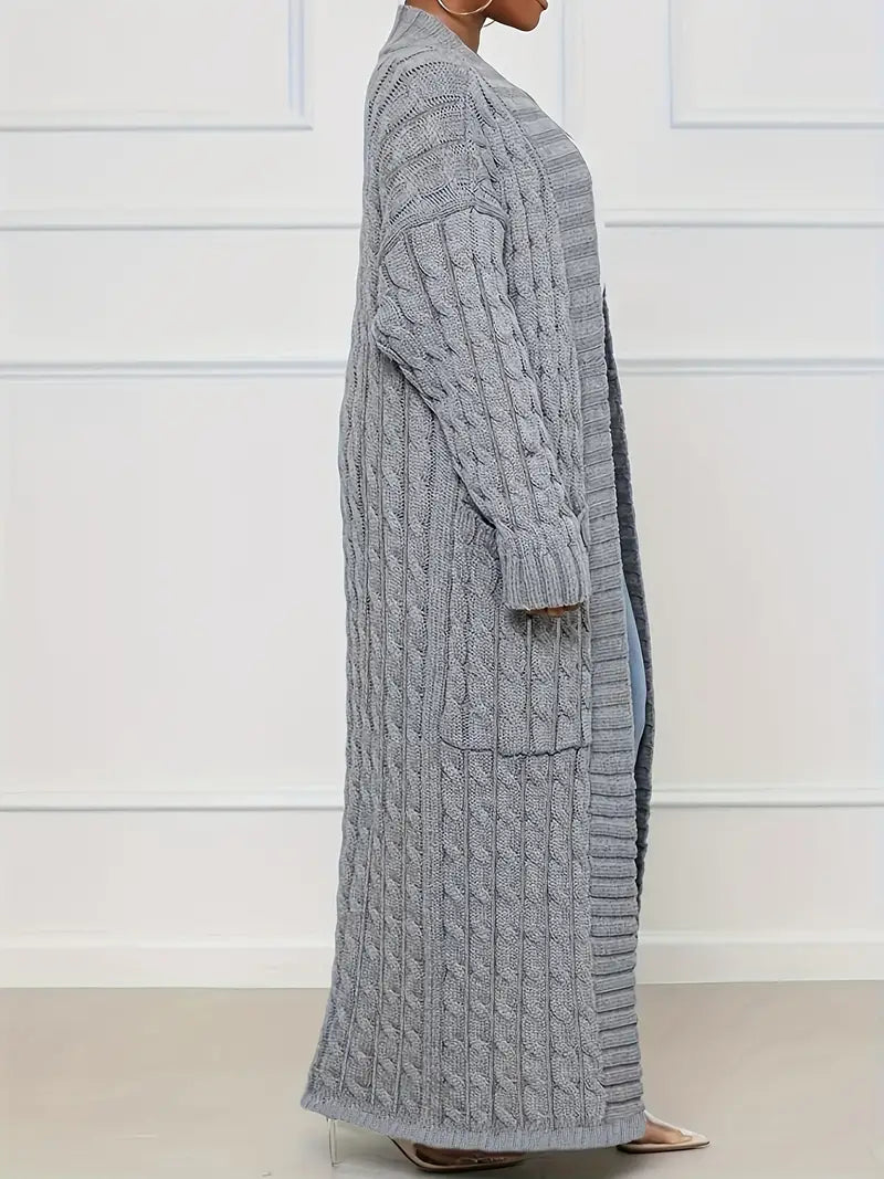 Addalla - Gemütlicher Chic Plus Langarm Jacquard-Strickjacke Pullover mit Taschen